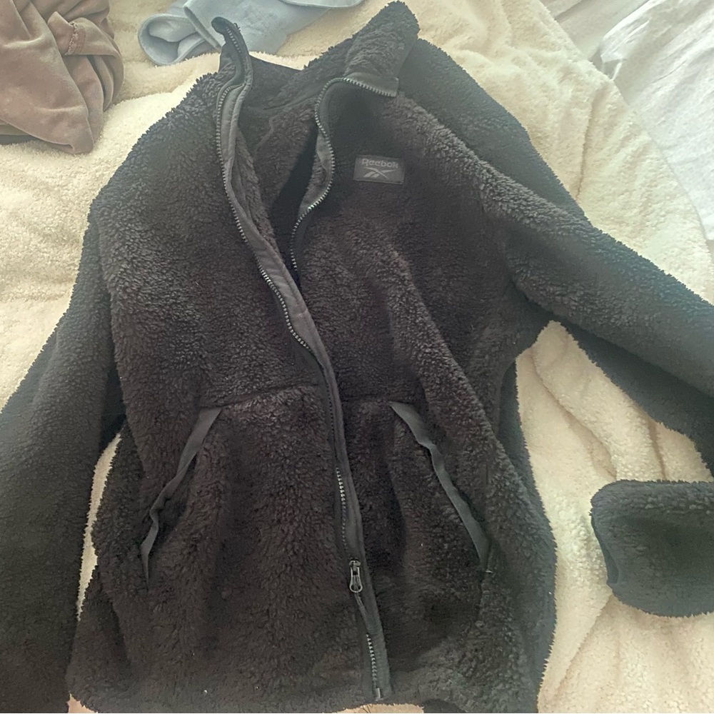 Black Fuzzy Reebok Jacket